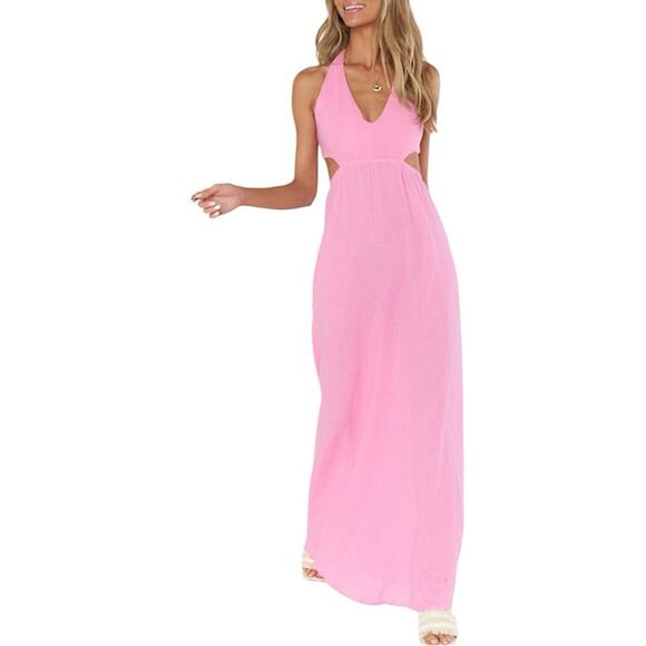 NWT Show Me Your MuMu Marisol Maxi Dress in Bubblegum Gauze Size XS Retail $198 - Picture 2 of 9